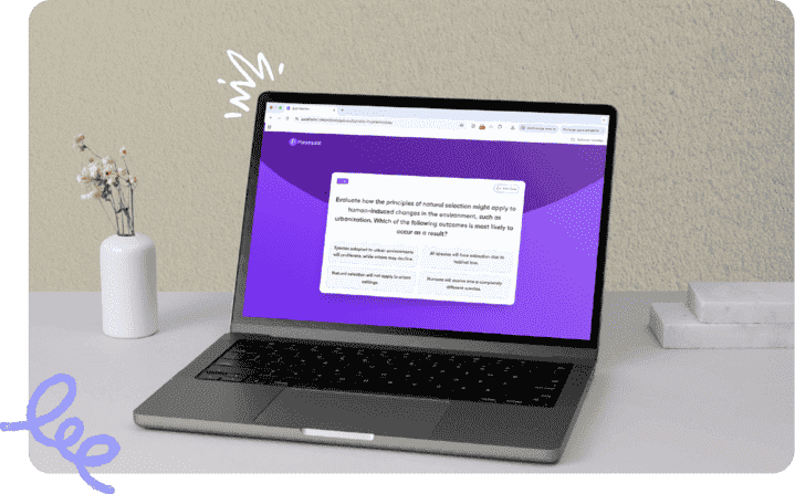 Laptop with quizzes on screen