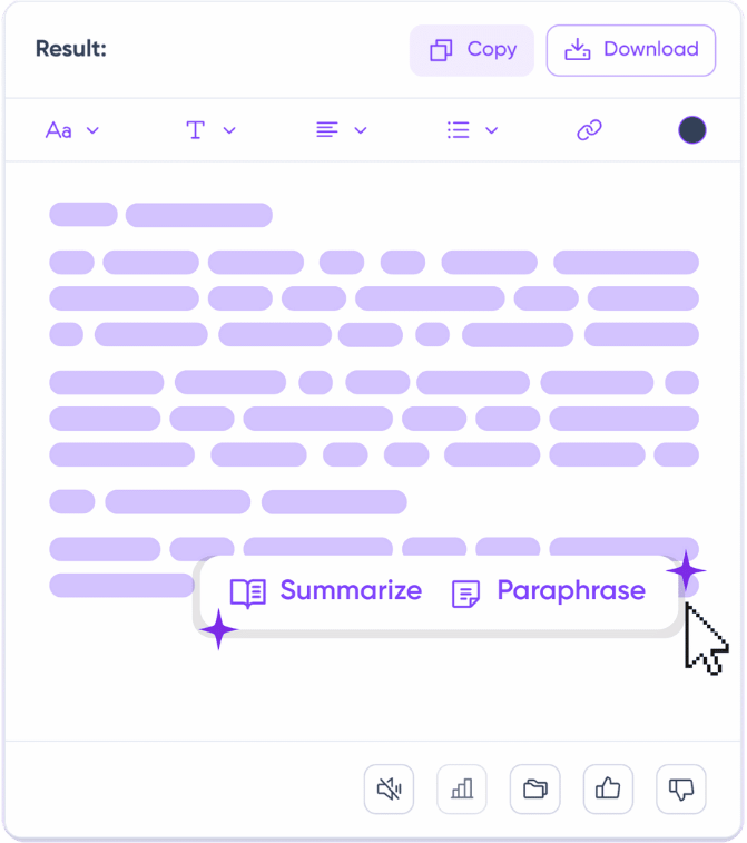 Summarize or paraphrase portions of texts.