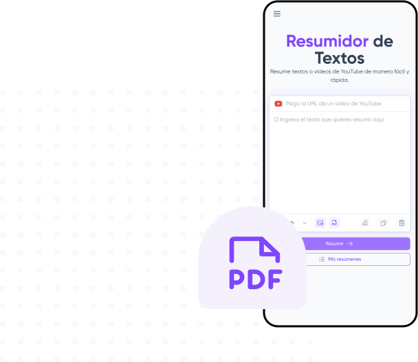 Resumidor de pdfs de parafrasist en un teléfono.