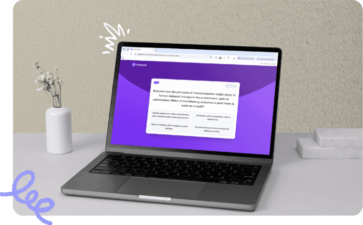Laptop with quizzes on screen