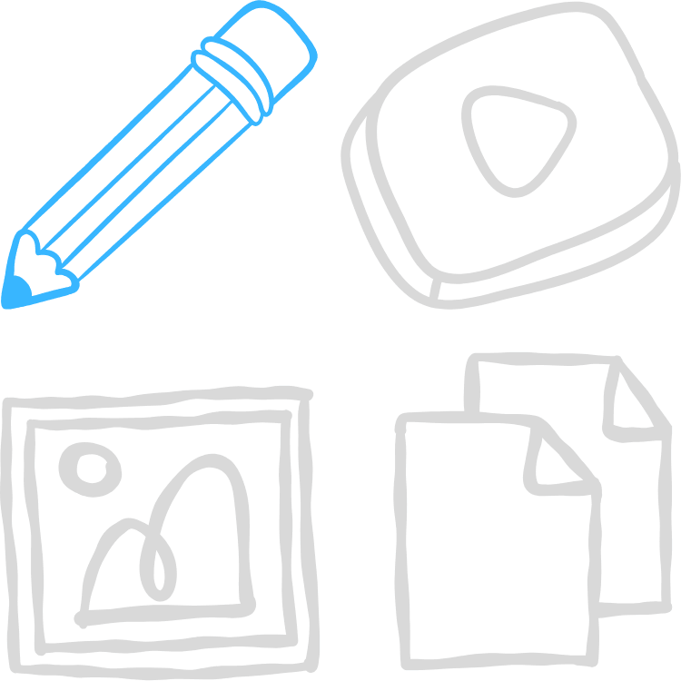 Iconos de diferentes tipos de contenido