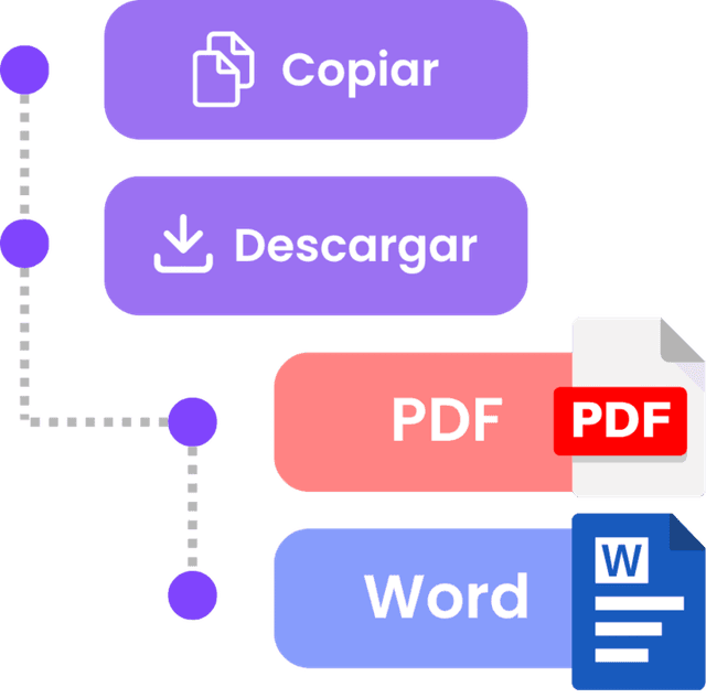 Opciones de descarga en word y pdf